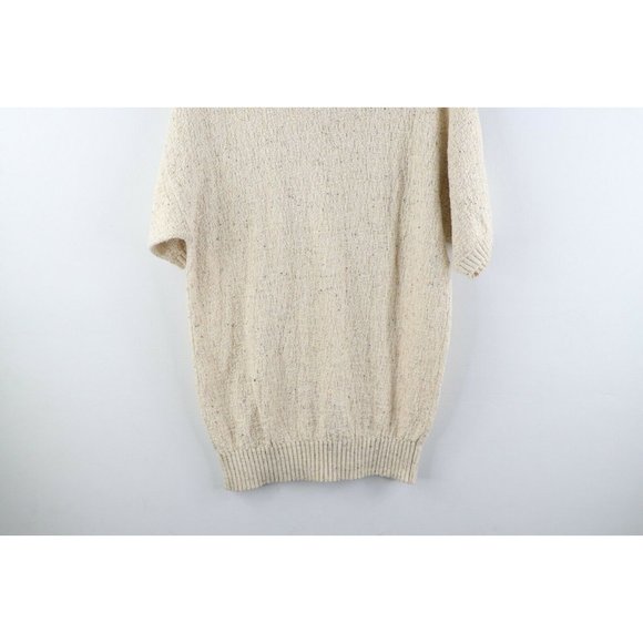 Vintage 70s Rockabilly Mens Medium Cable Knit Collared Short Sleeve Polo Sweater - Picture 7 of 7